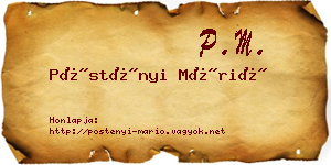 Pöstényi Márió névjegykártya